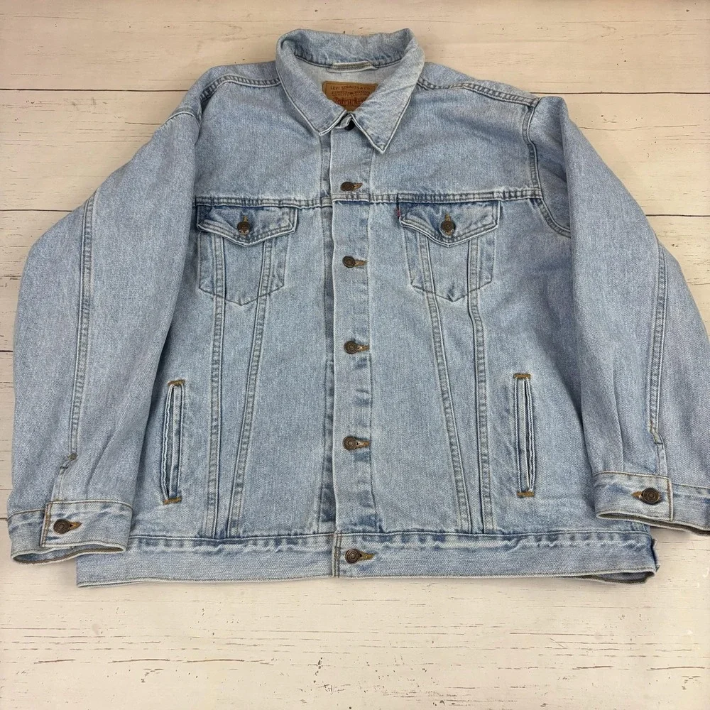 Levi's Denim Bomber Jacket Vintage Mens 2XL Blue Made In USA 70507-4834